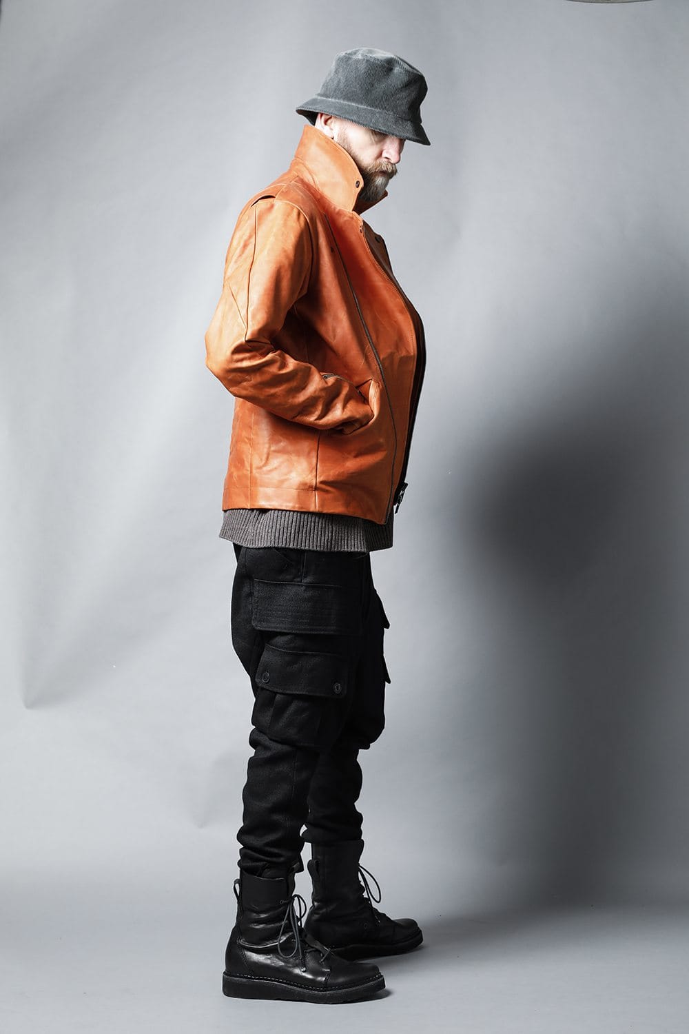 GUIDI Calf Leather Double Riders Jacket Antique