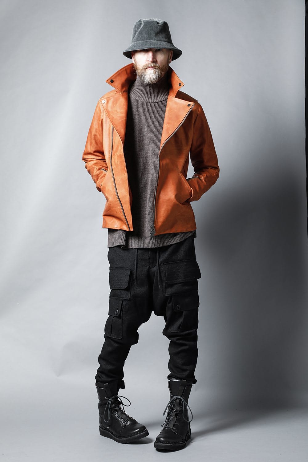 GUIDI Calf Leather Double Riders Jacket Antique