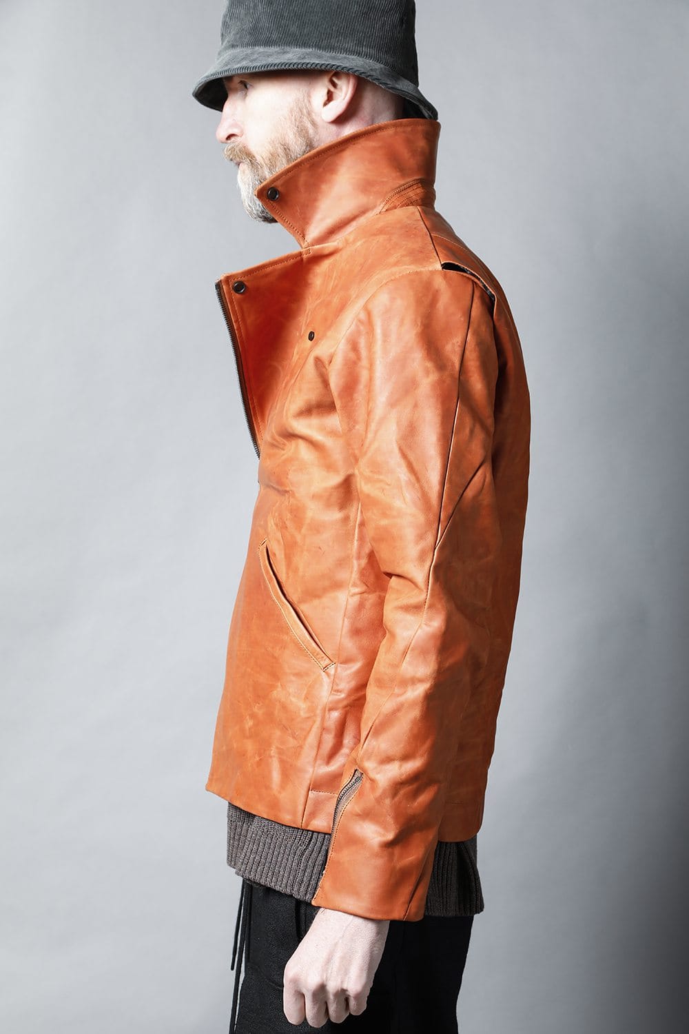 GUIDI Calf Leather Double Riders Jacket Antique