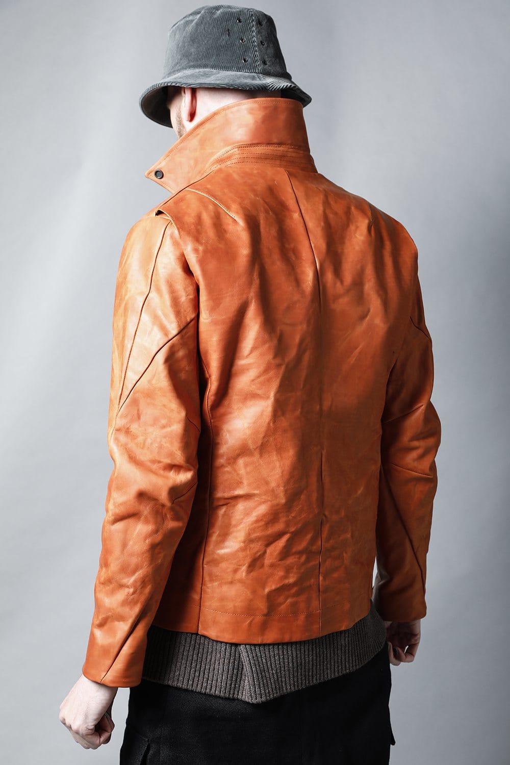 GUIDI Calf Leather Double Riders Jacket Antique