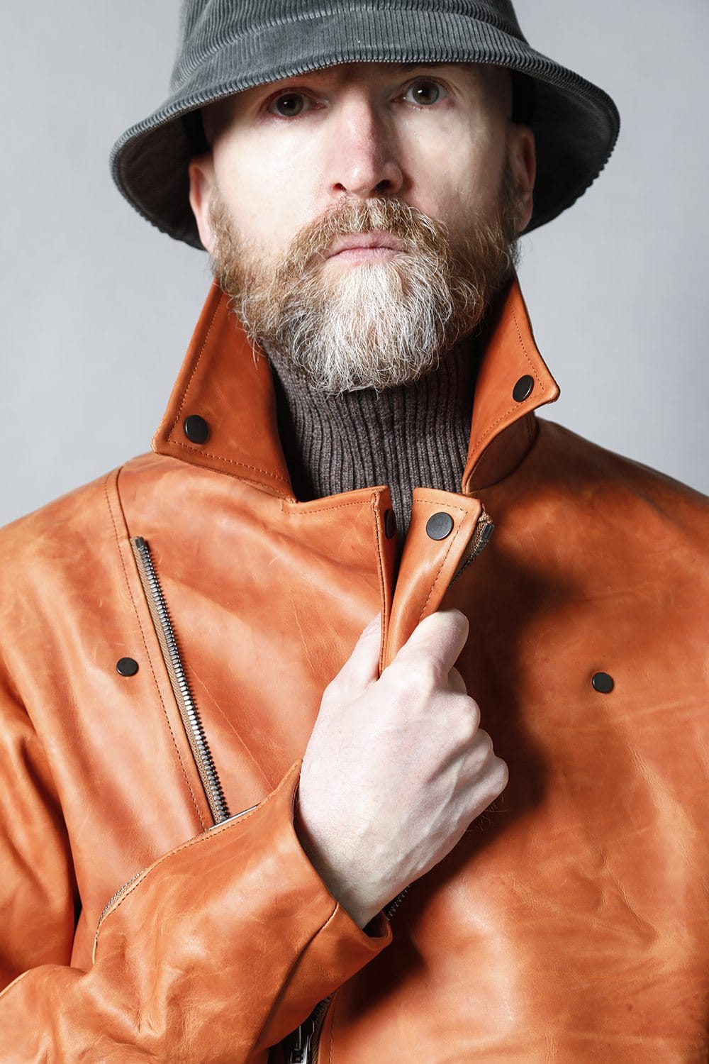 GUIDI Calf Leather Double Riders Jacket Antique