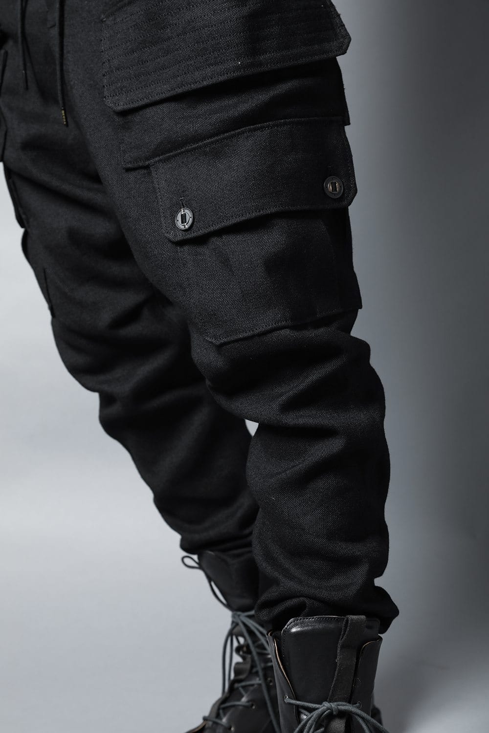 Cargo drop crotch pants Ramie high count