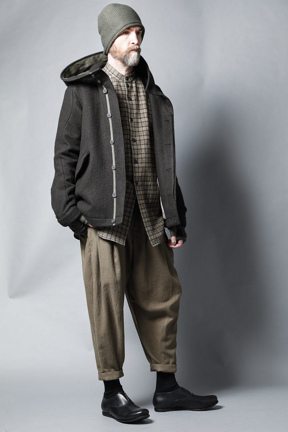 Hooded jacket Wool Herringbone