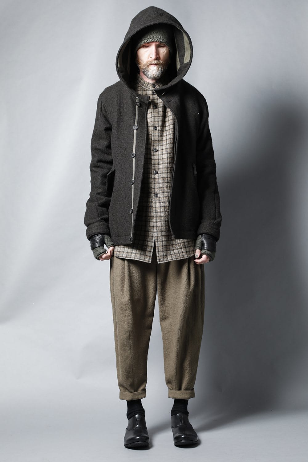 Hooded jacket Wool Herringbone