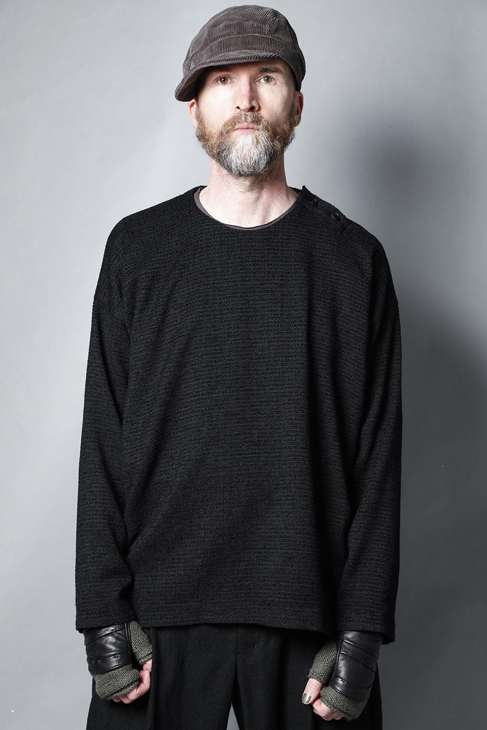 ロングプルオーバーシャツ シルクツイード