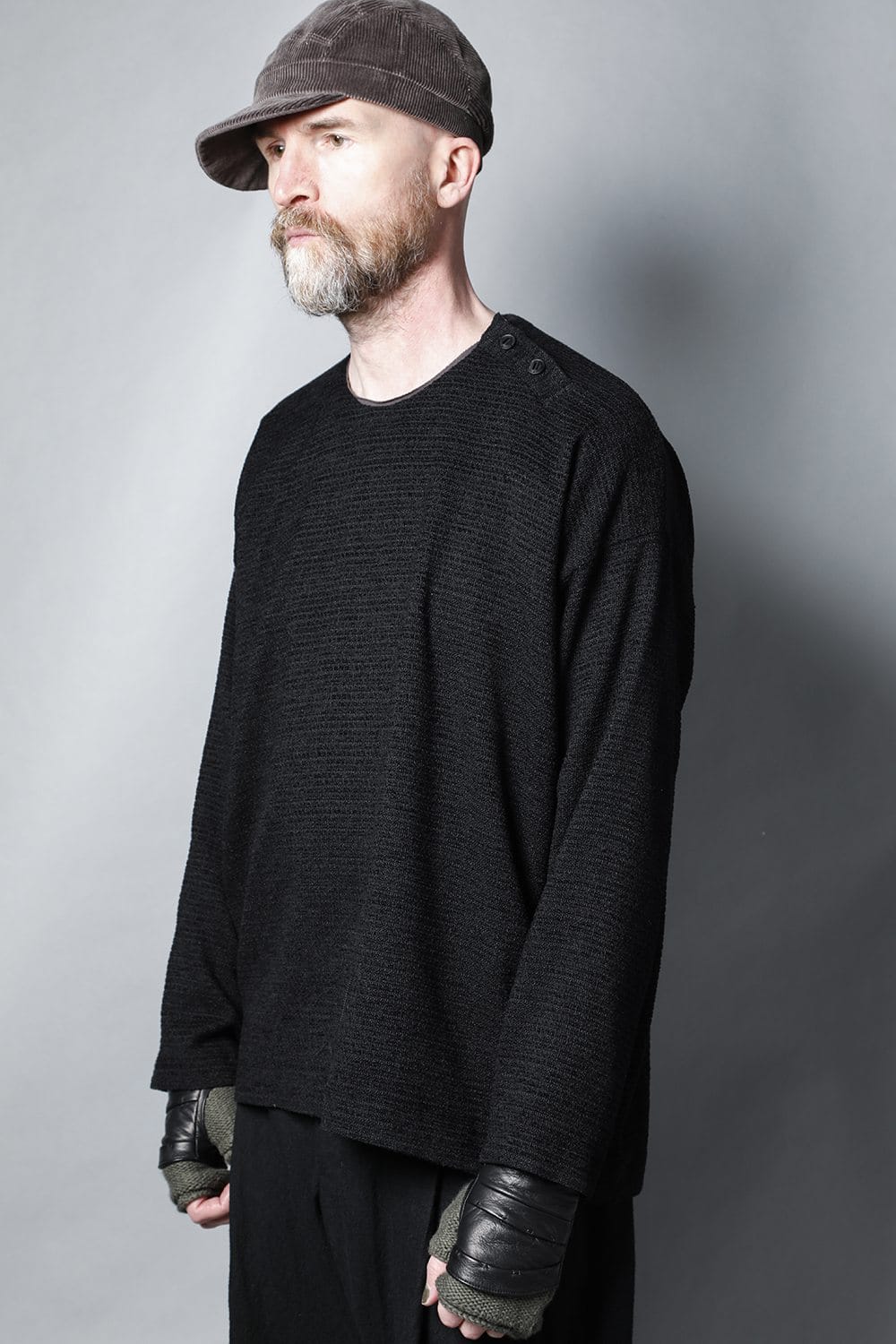 ロングプルオーバーシャツ シルクツイード