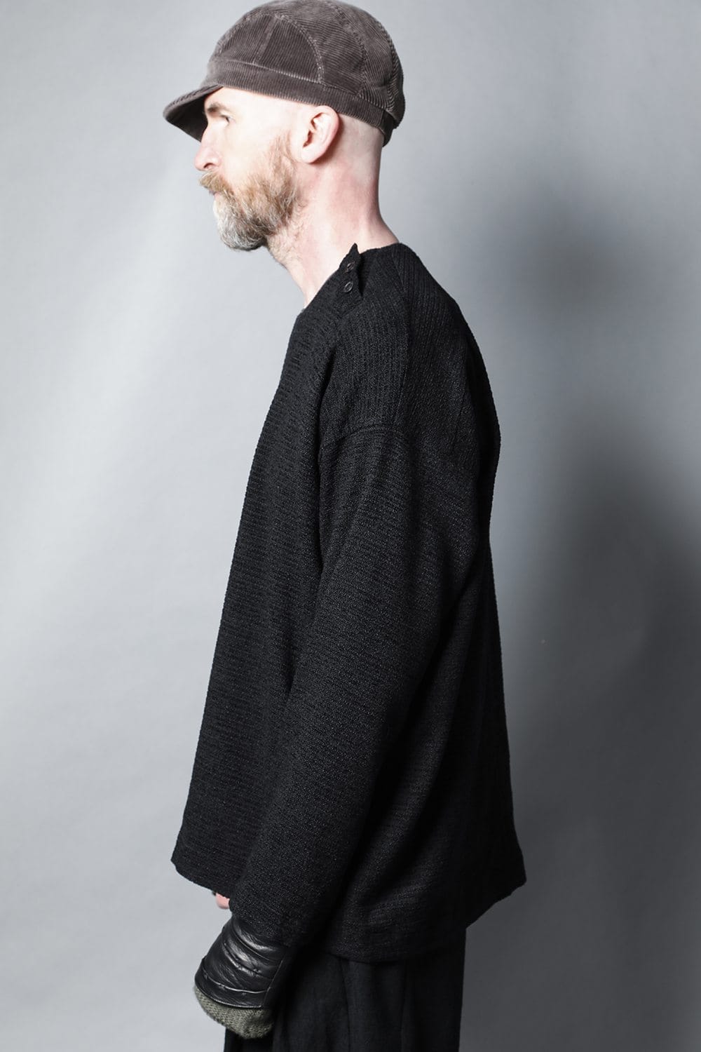 ロングプルオーバーシャツ シルクツイード