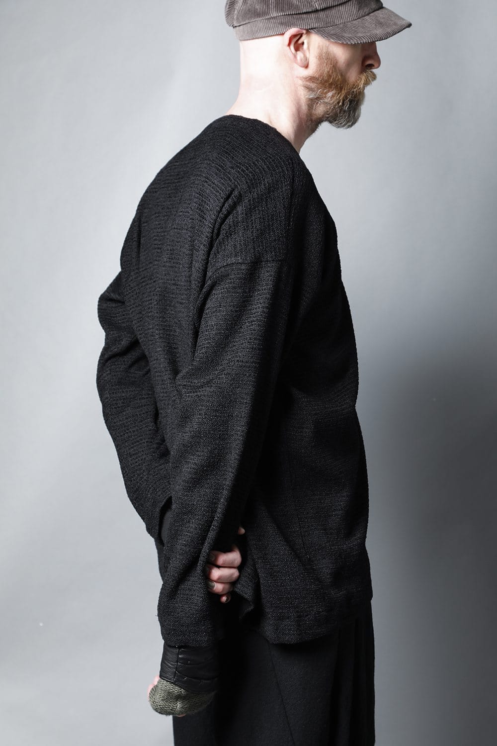 ロングプルオーバーシャツ シルクツイード