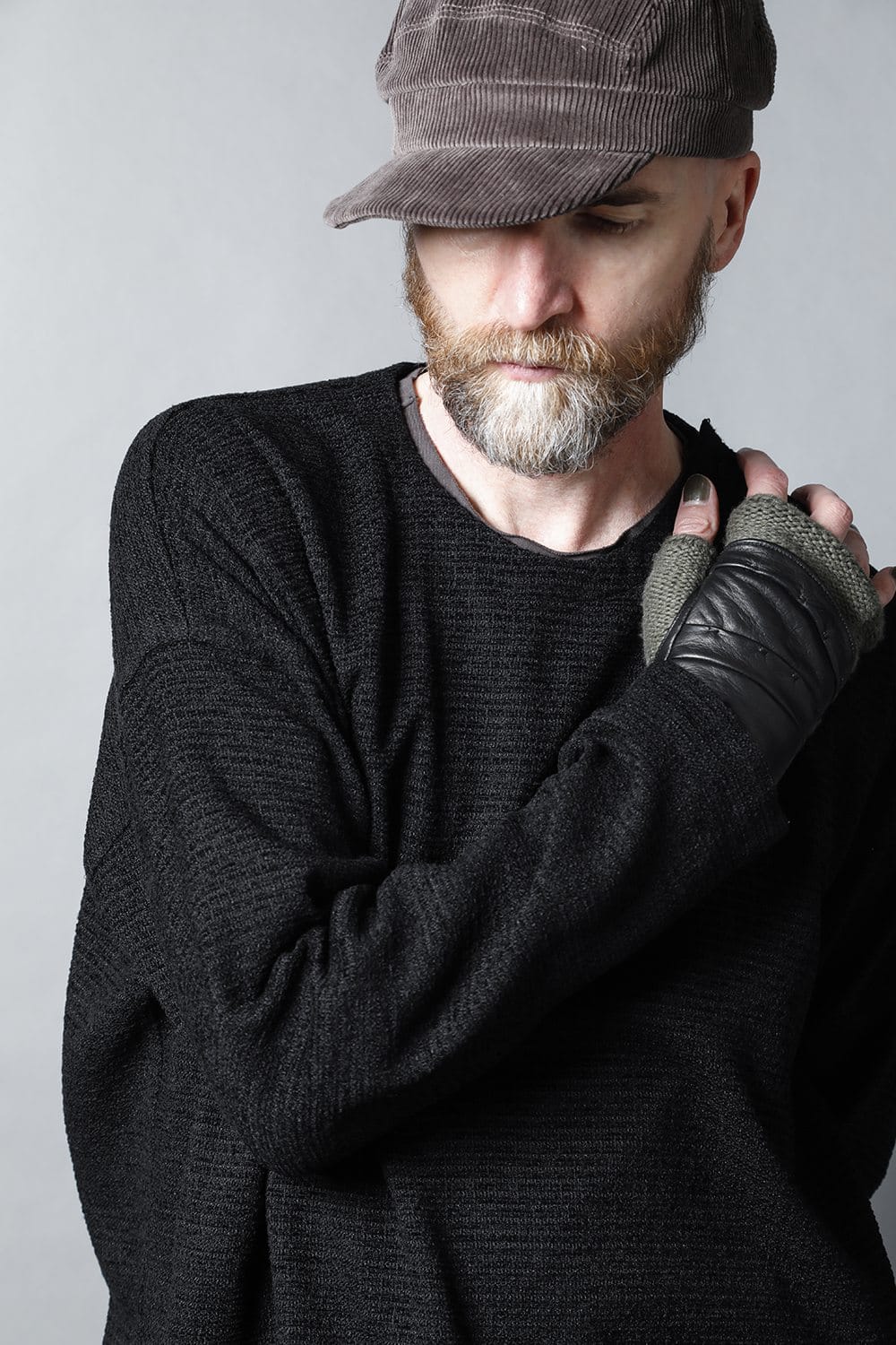 ロングプルオーバーシャツ シルクツイード