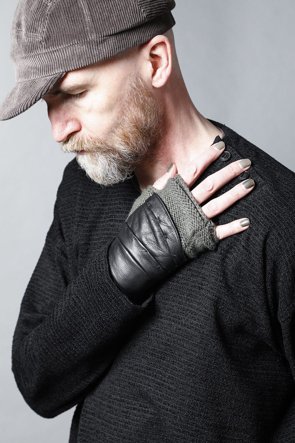 ロングプルオーバーシャツ シルクツイード