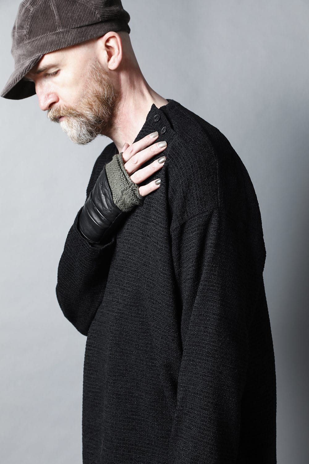 ロングプルオーバーシャツ シルクツイード