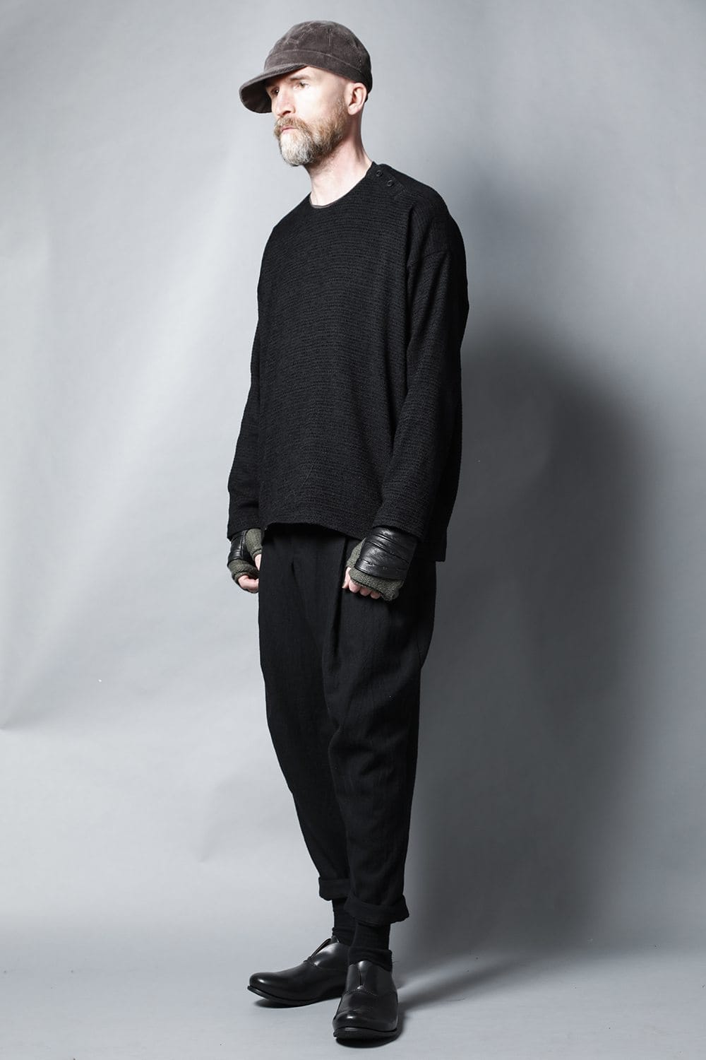 ロングプルオーバーシャツ シルクツイード