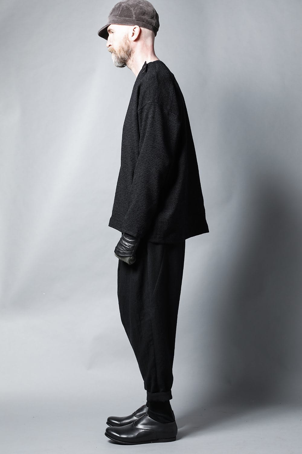 ロングプルオーバーシャツ シルクツイード