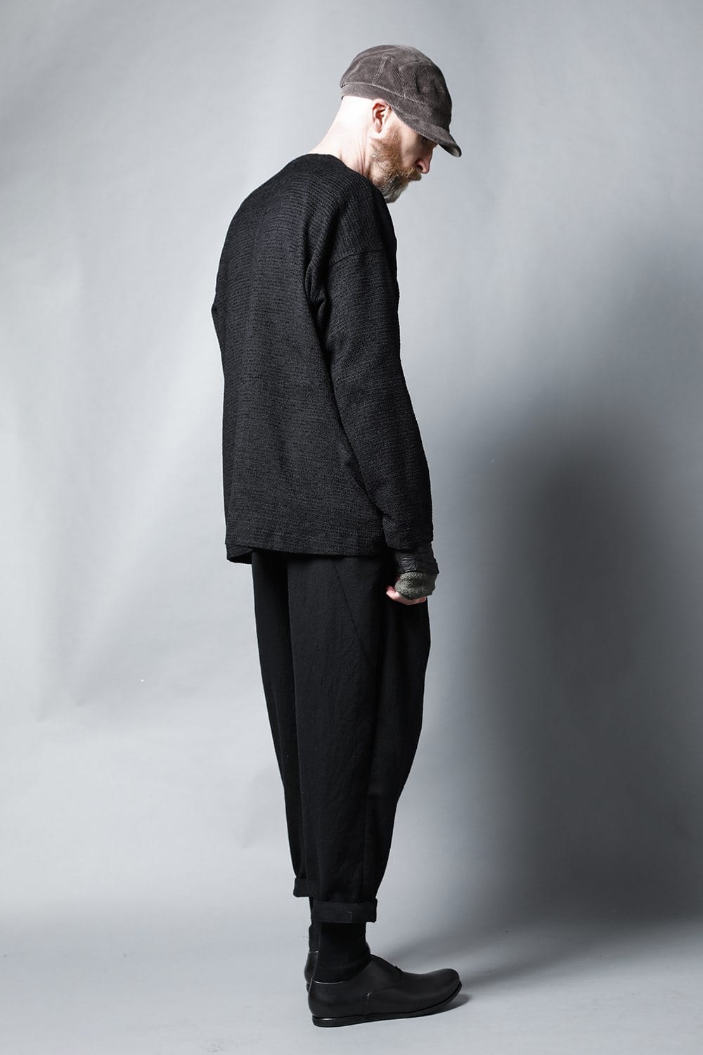 ロングプルオーバーシャツ シルクツイード