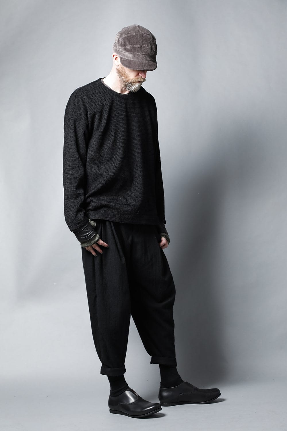 ロングプルオーバーシャツ シルクツイード