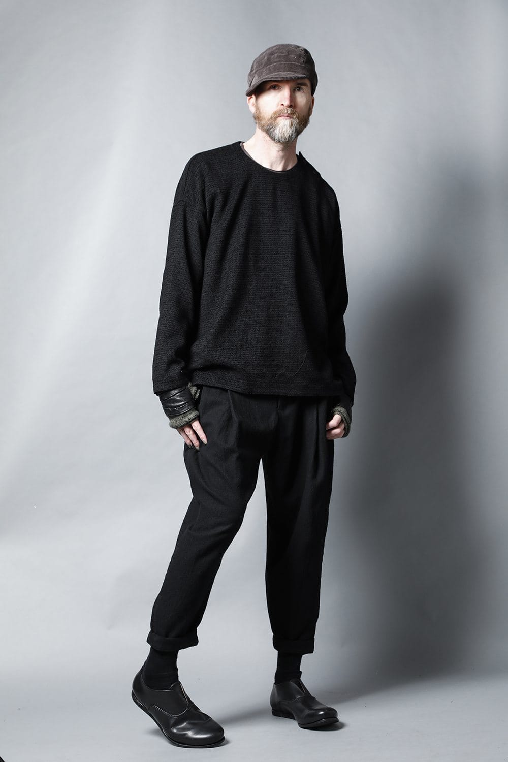 ロングプルオーバーシャツ シルクツイード