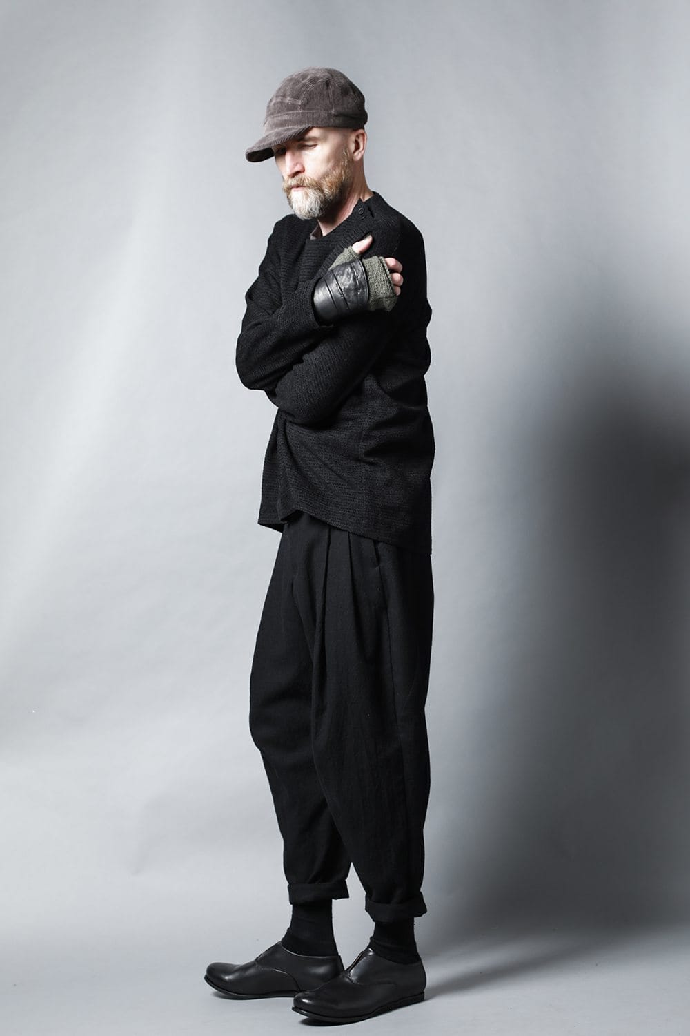 ロングプルオーバーシャツ シルクツイード