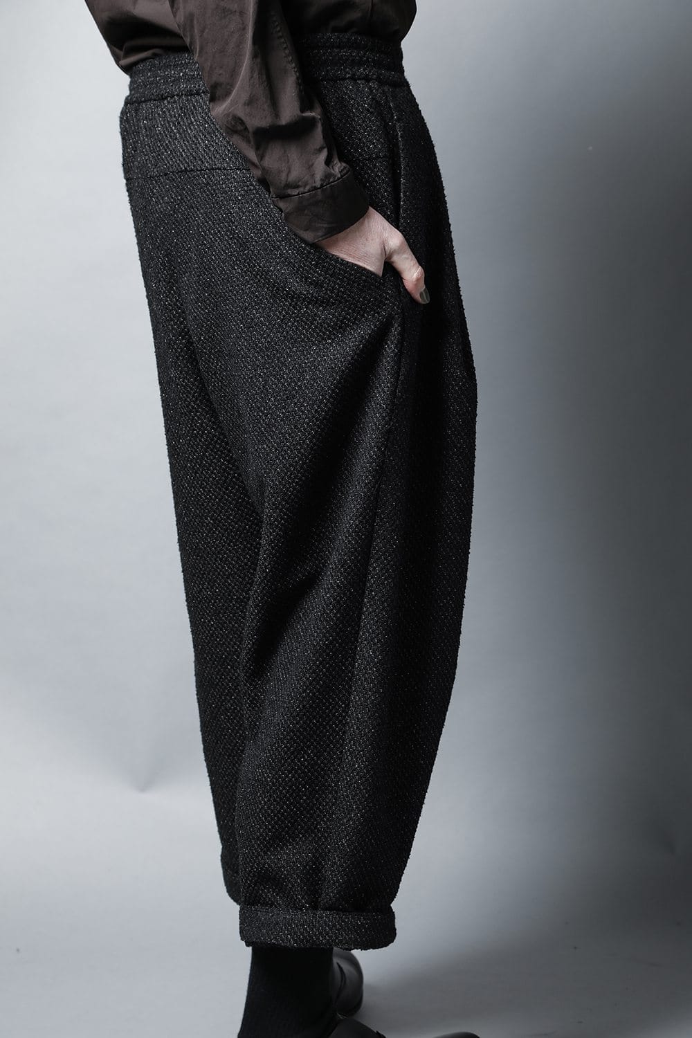 Baggy cropped pants Silk mixed Jacquard