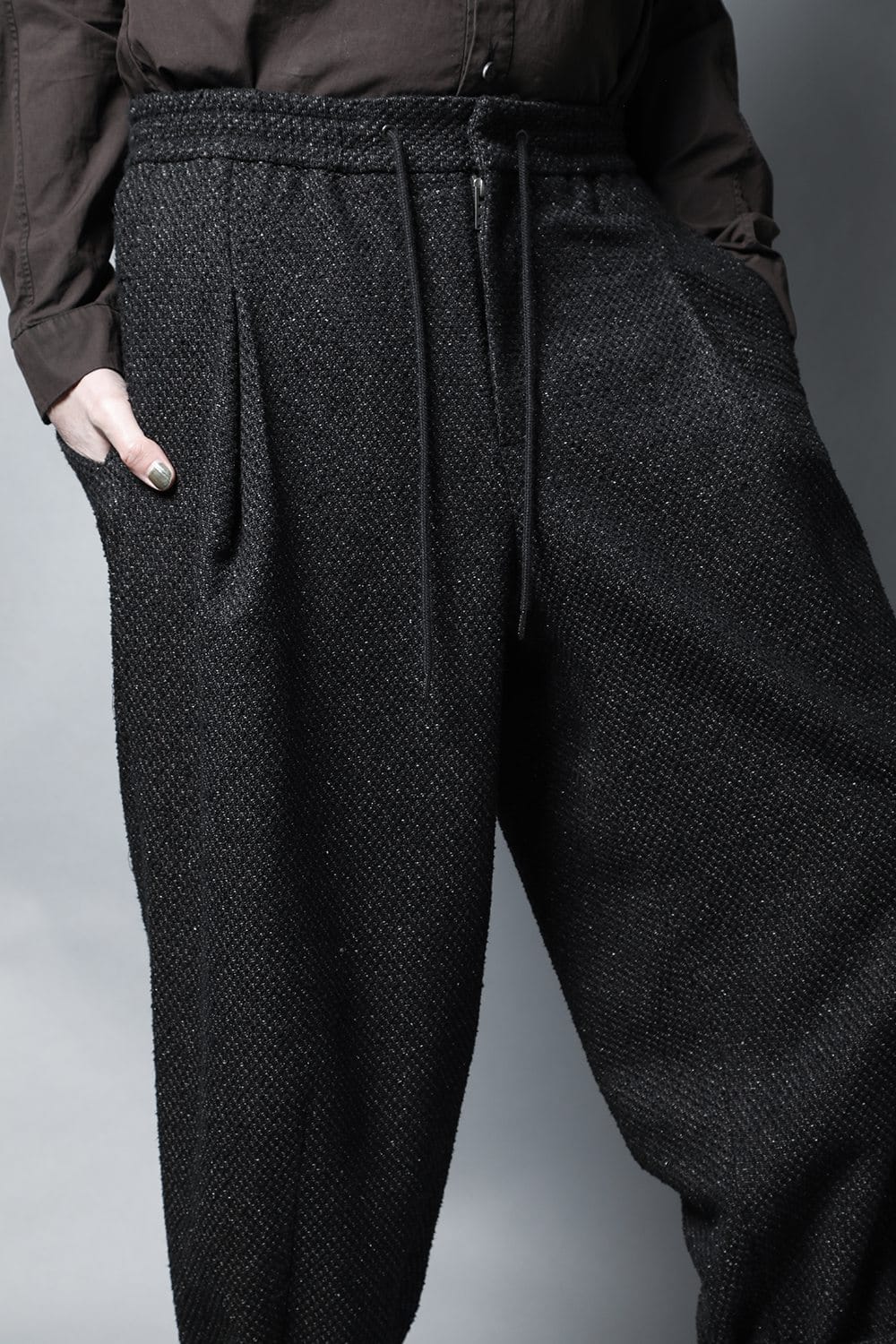 Baggy cropped pants Silk mixed Jacquard