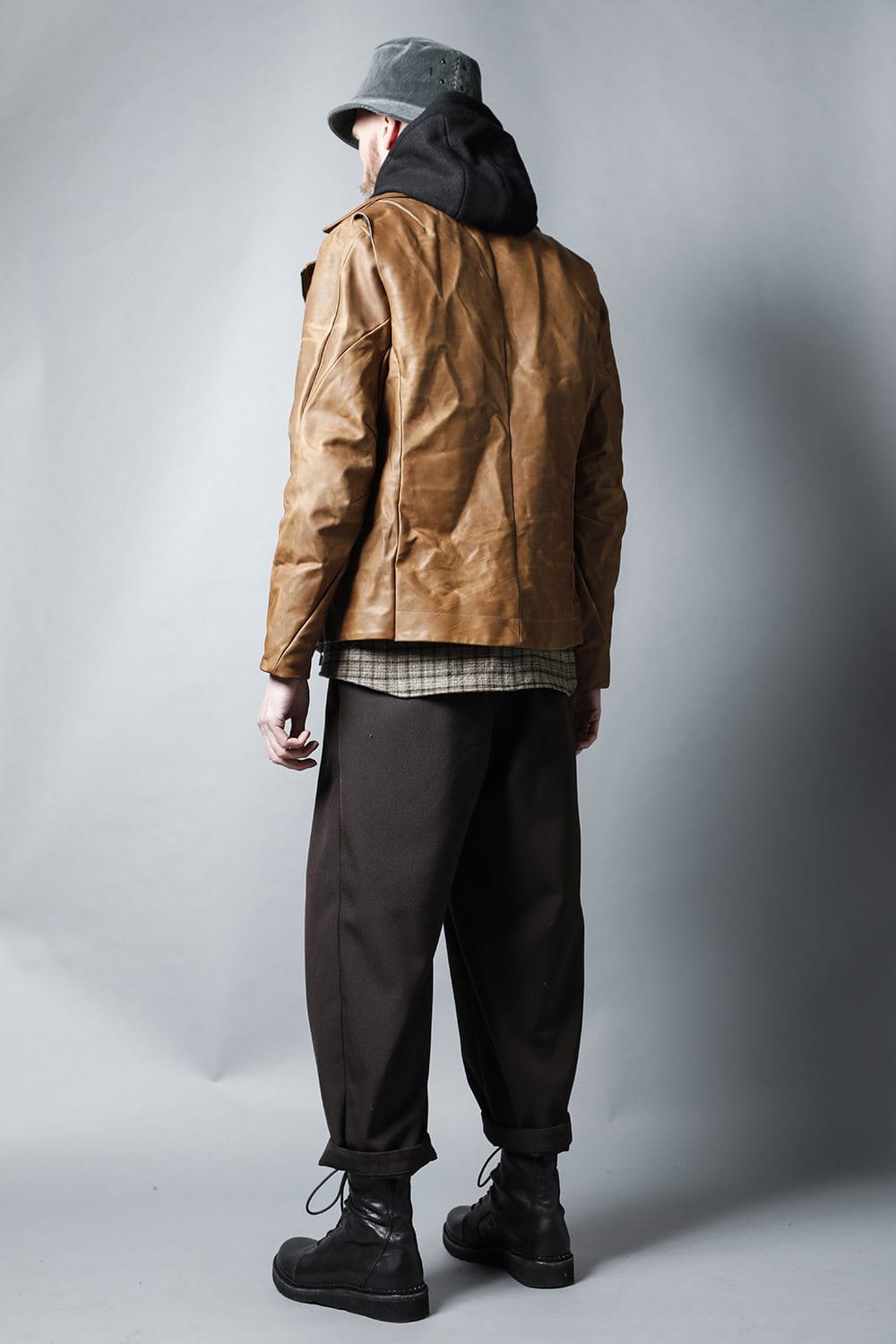 GUIDI Calf Leather Double Riders Jacket Beige