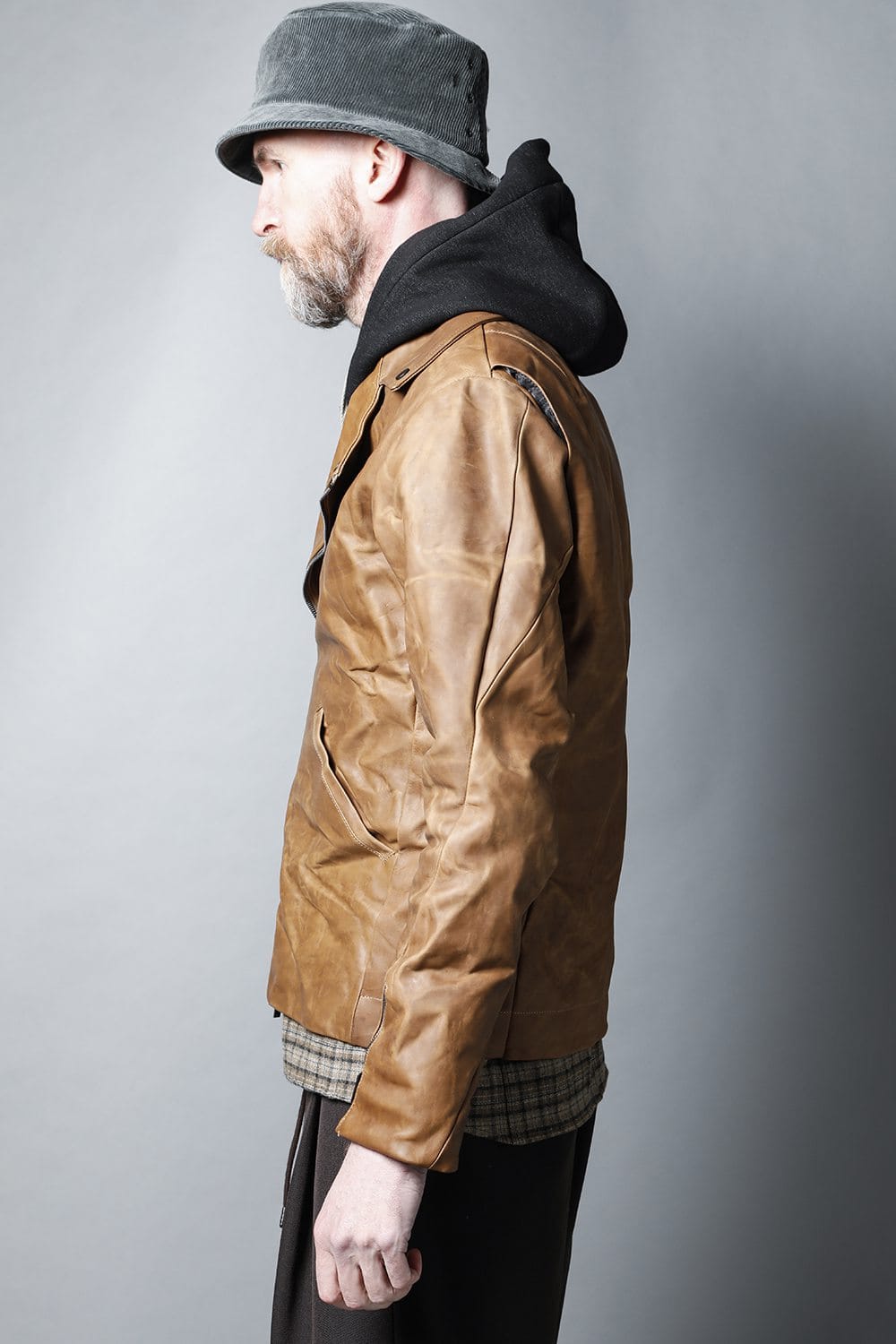 GUIDI Calf Leather Double Riders Jacket Beige