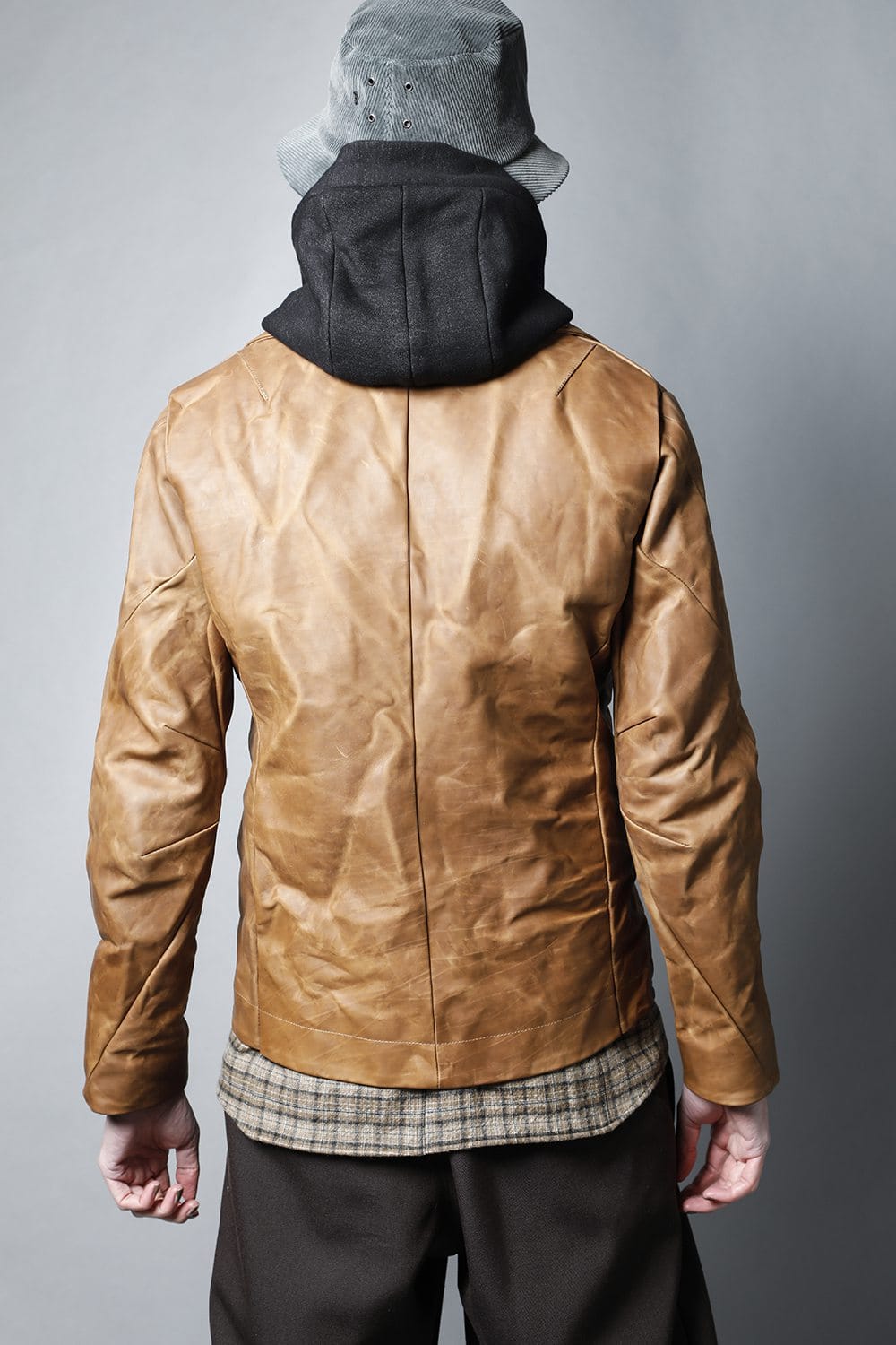 GUIDI Calf Leather Double Riders Jacket Beige