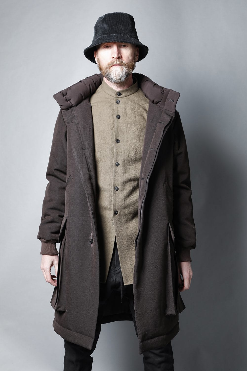 Padded Coat Structure Wool Gabardine