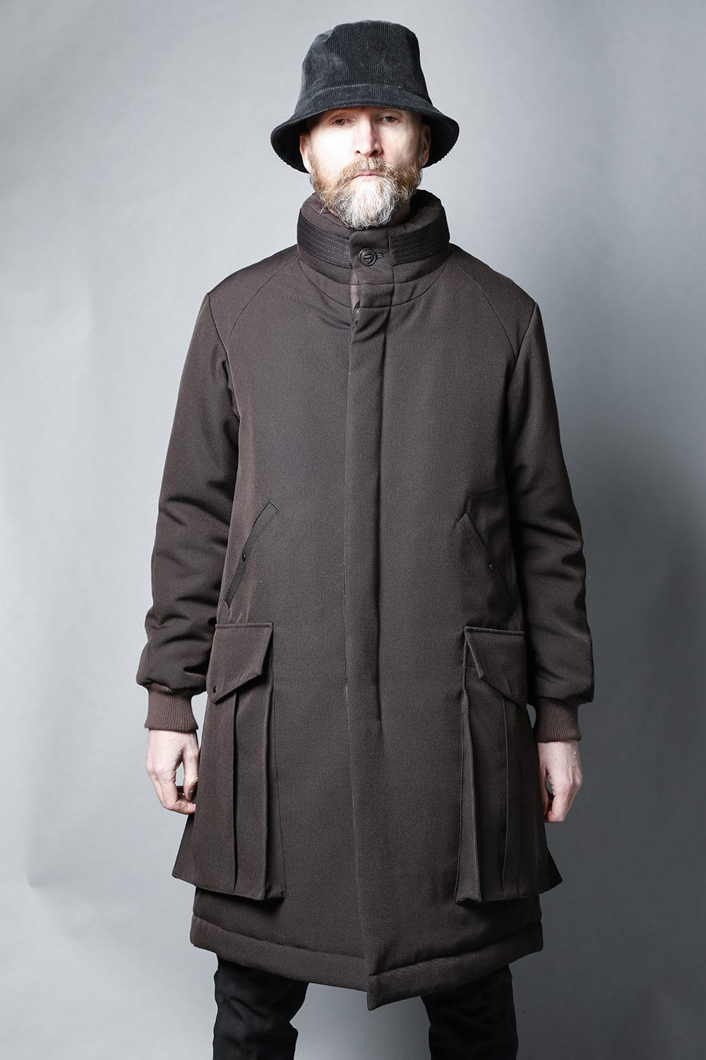 Padded Coat Structure Wool Gabardine