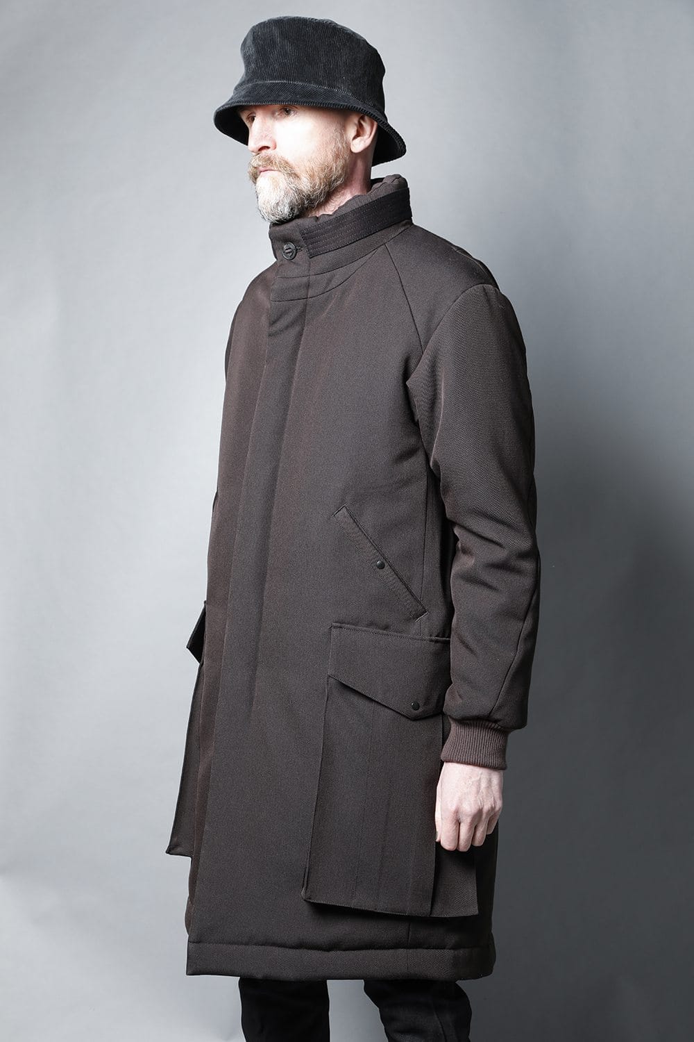 Padded Coat Structure Wool Gabardine
