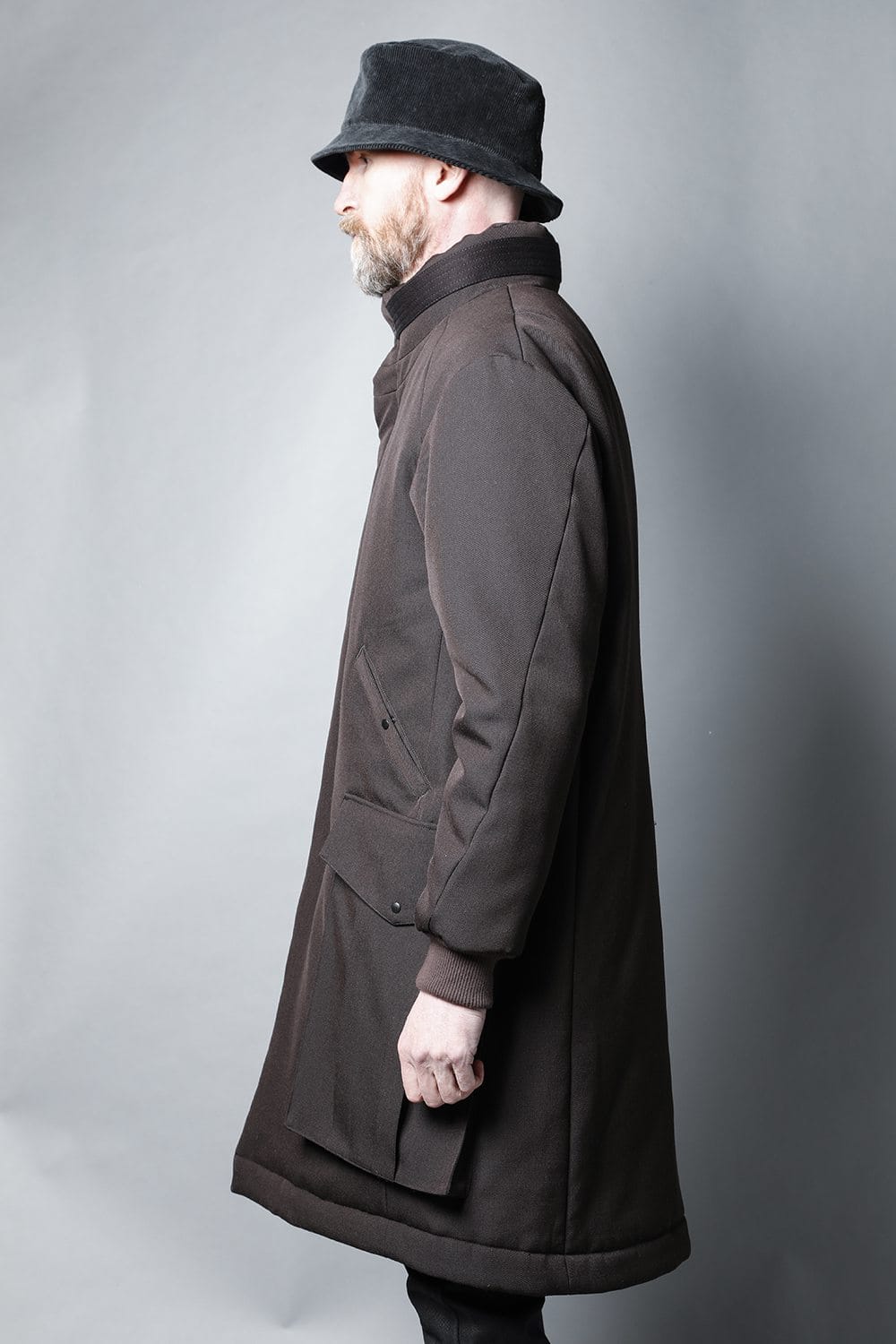 Padded Coat Structure Wool Gabardine