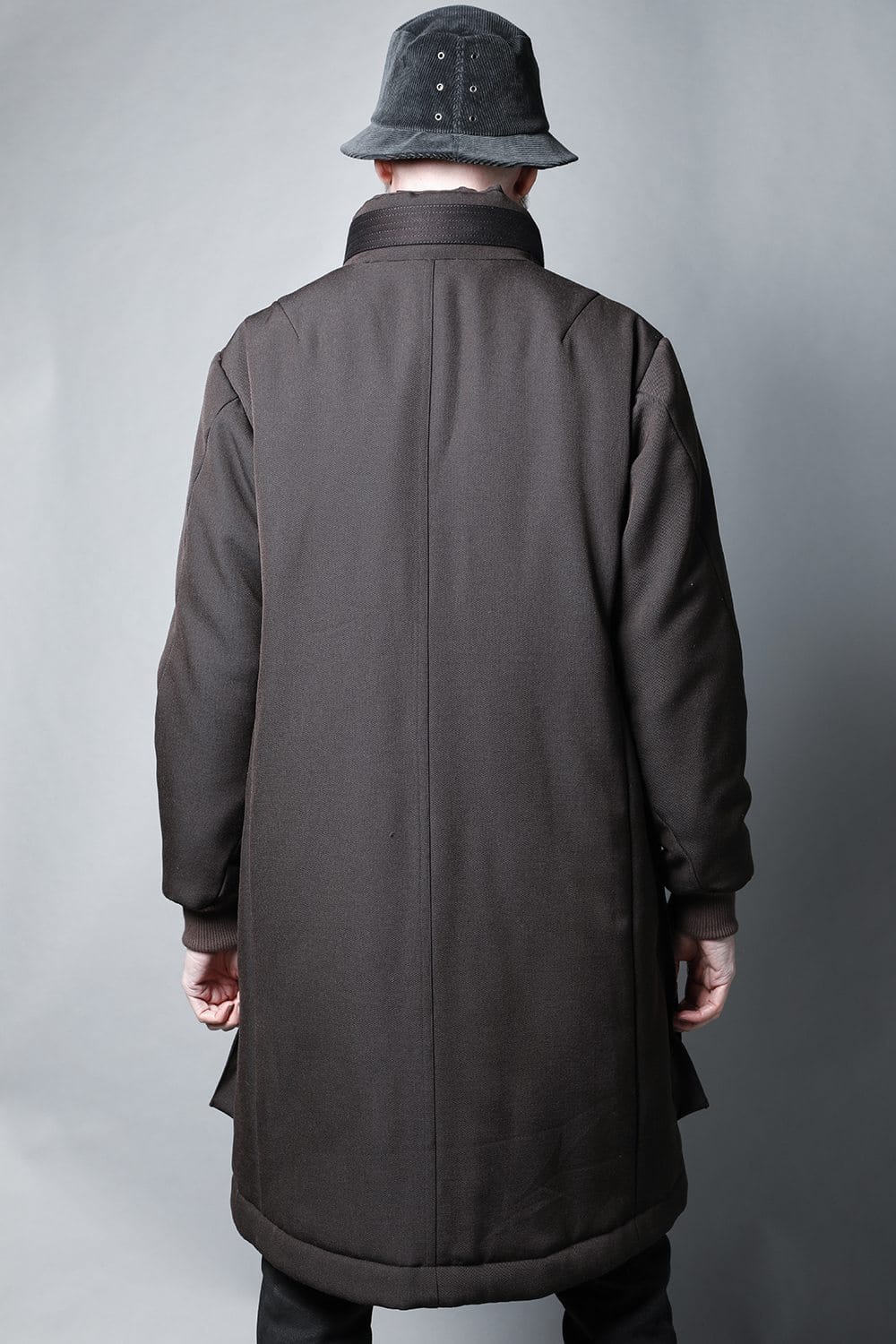 Padded Coat Structure Wool Gabardine