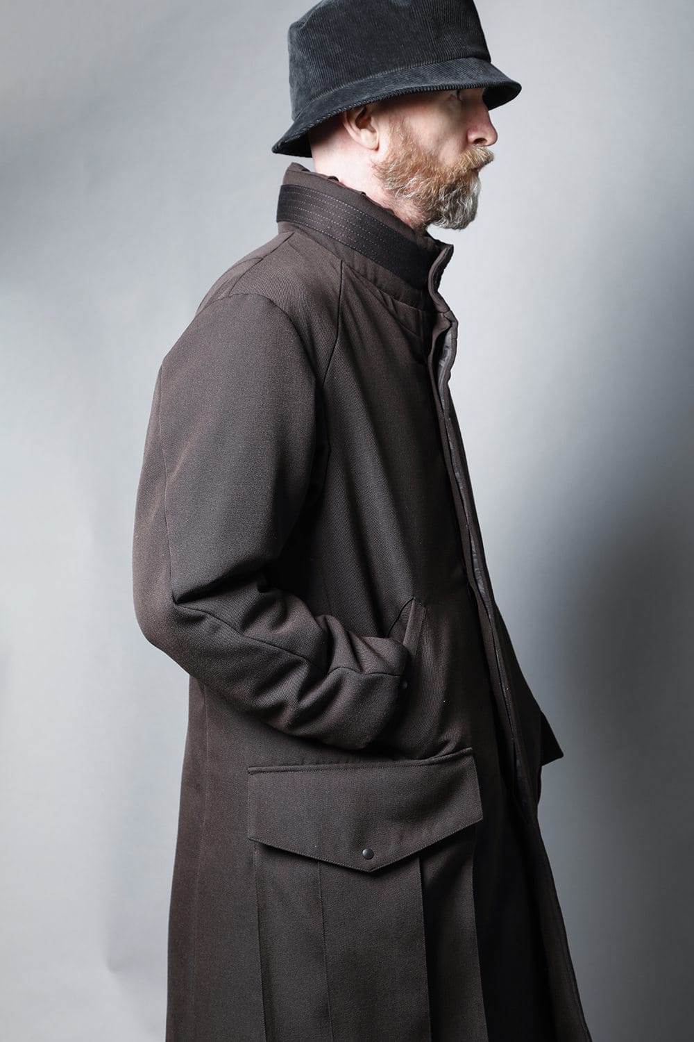 Padded Coat Structure Wool Gabardine