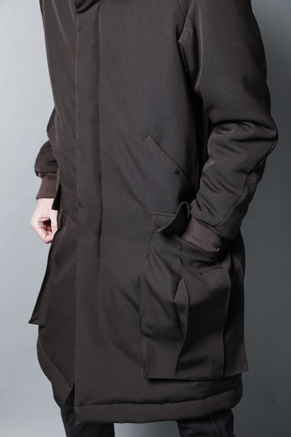 Padded Coat Structure Wool Gabardine