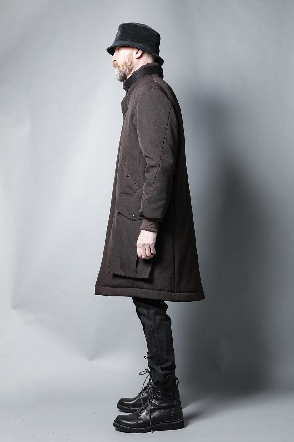 Padded Coat Structure Wool Gabardine