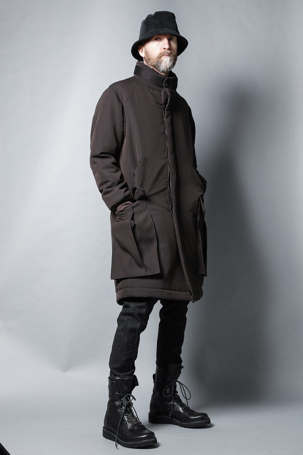 Padded Coat Structure Wool Gabardine