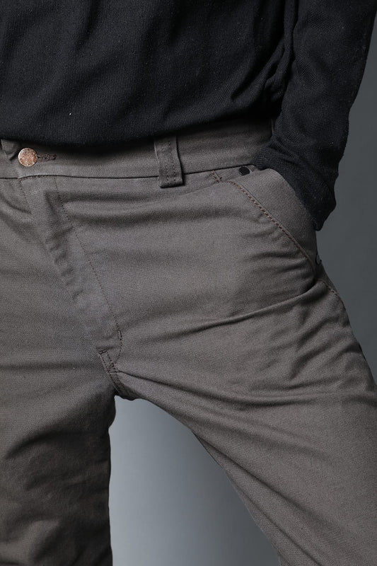 Slim pants Cavalry twill Garment wash Lava Stone