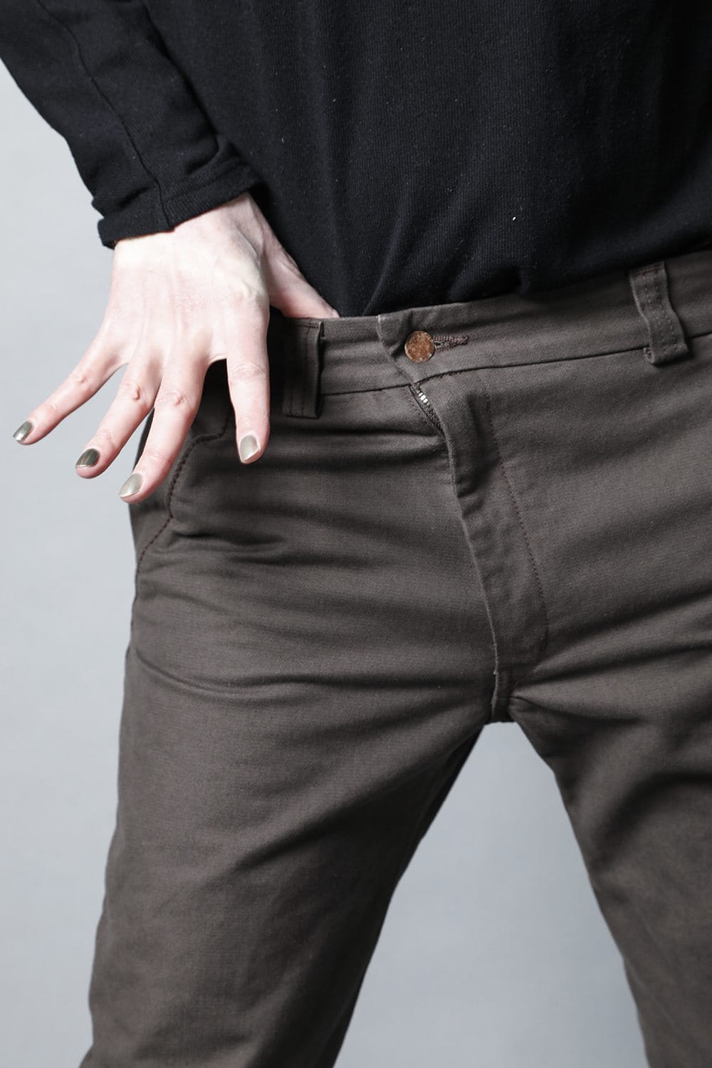 Slim pants Cavalry twill Garment wash Lava Stone