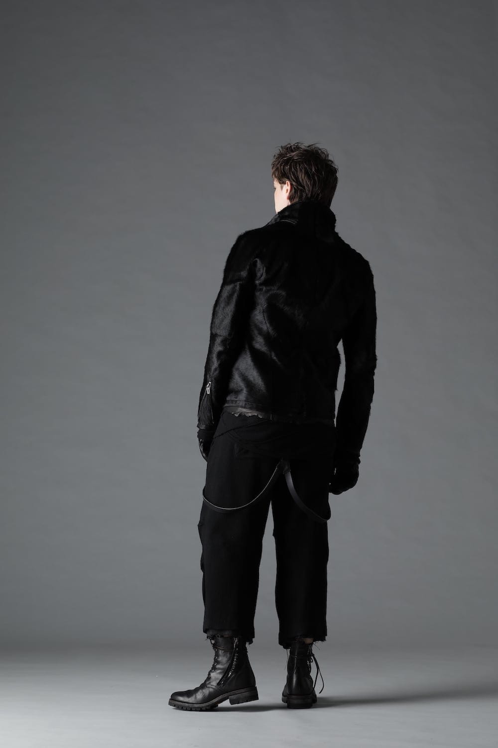 Minimal Dobby Striped Pleated Cropped Pants Black