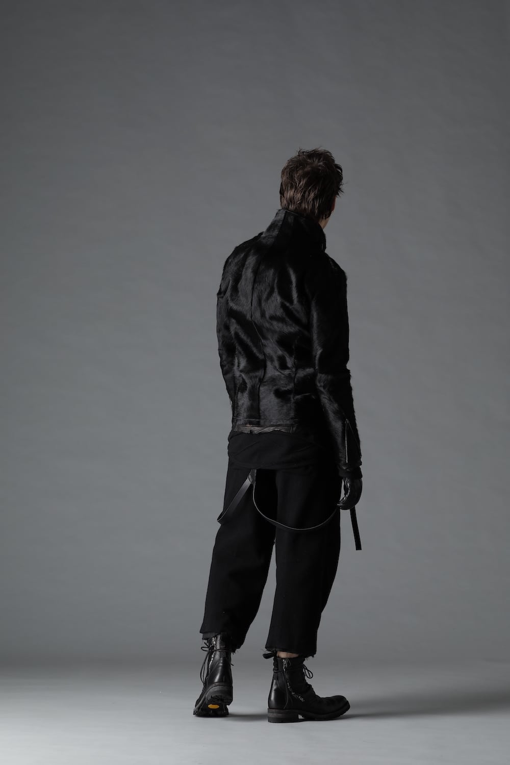 Hair Pony Leather High-Neck Jacket