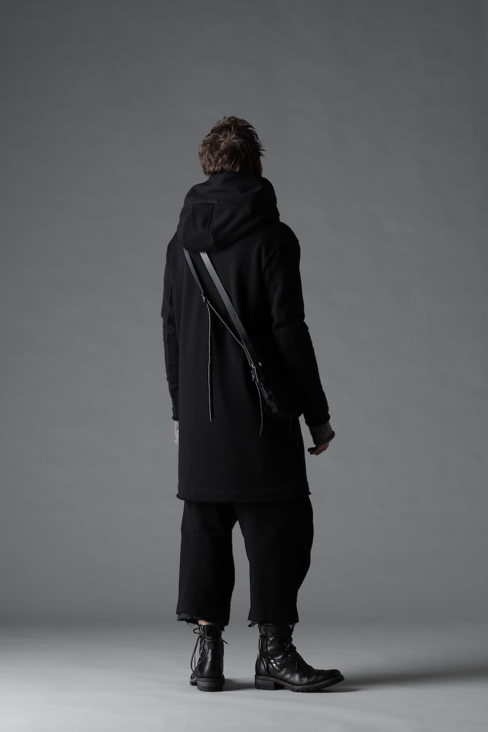 Cashmere x Wool x Cotton Pique Fleece-Lined Hooded Long Coat