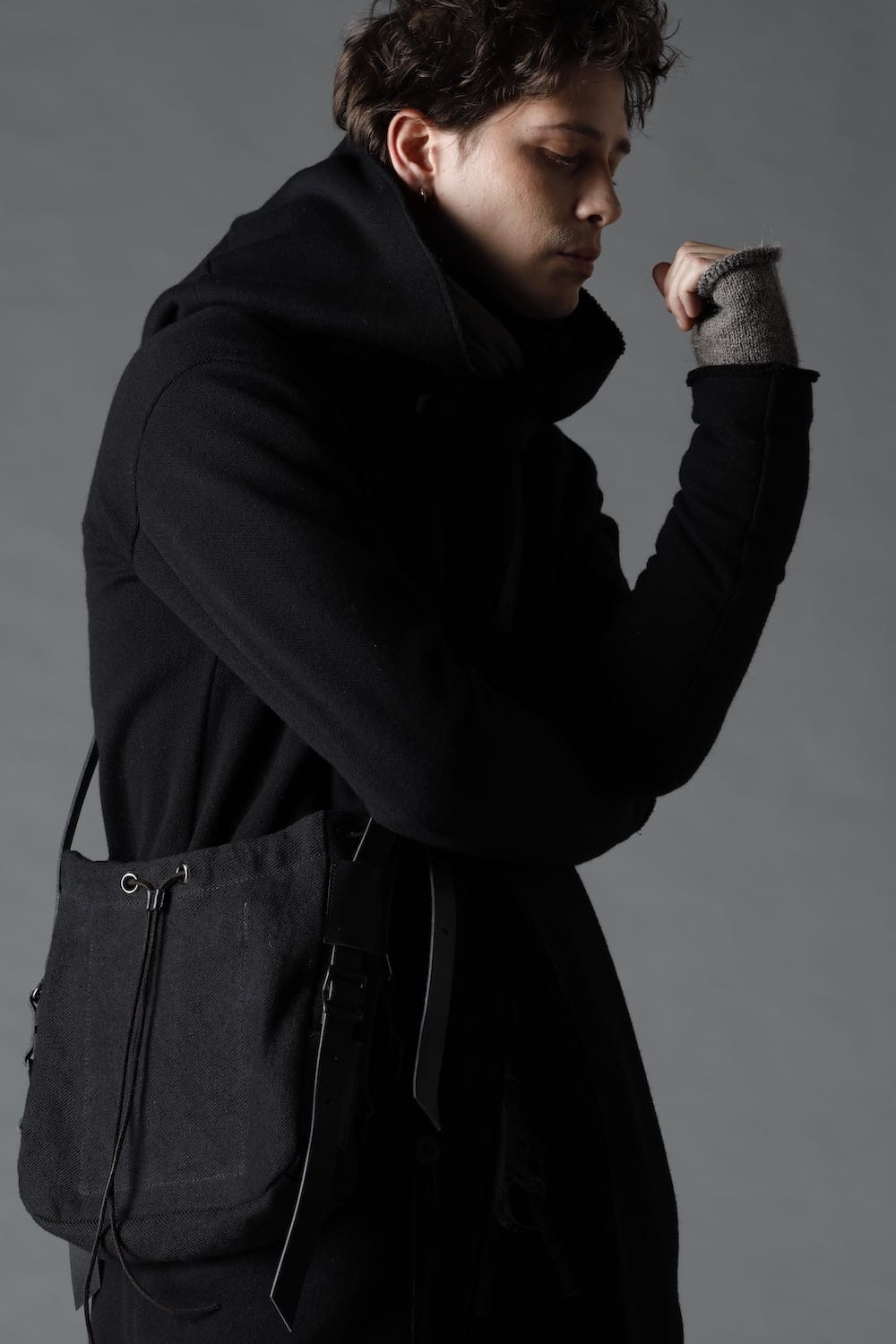 Jute x Cotton Military Twill Small Shoulder Bag Wine