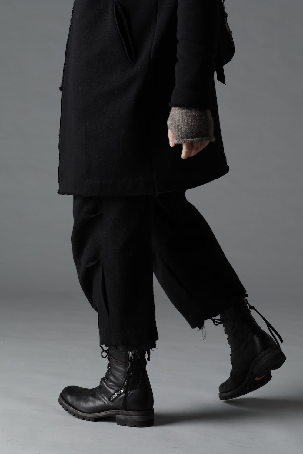 Horse Leather Lace-Up Combat Boots Black