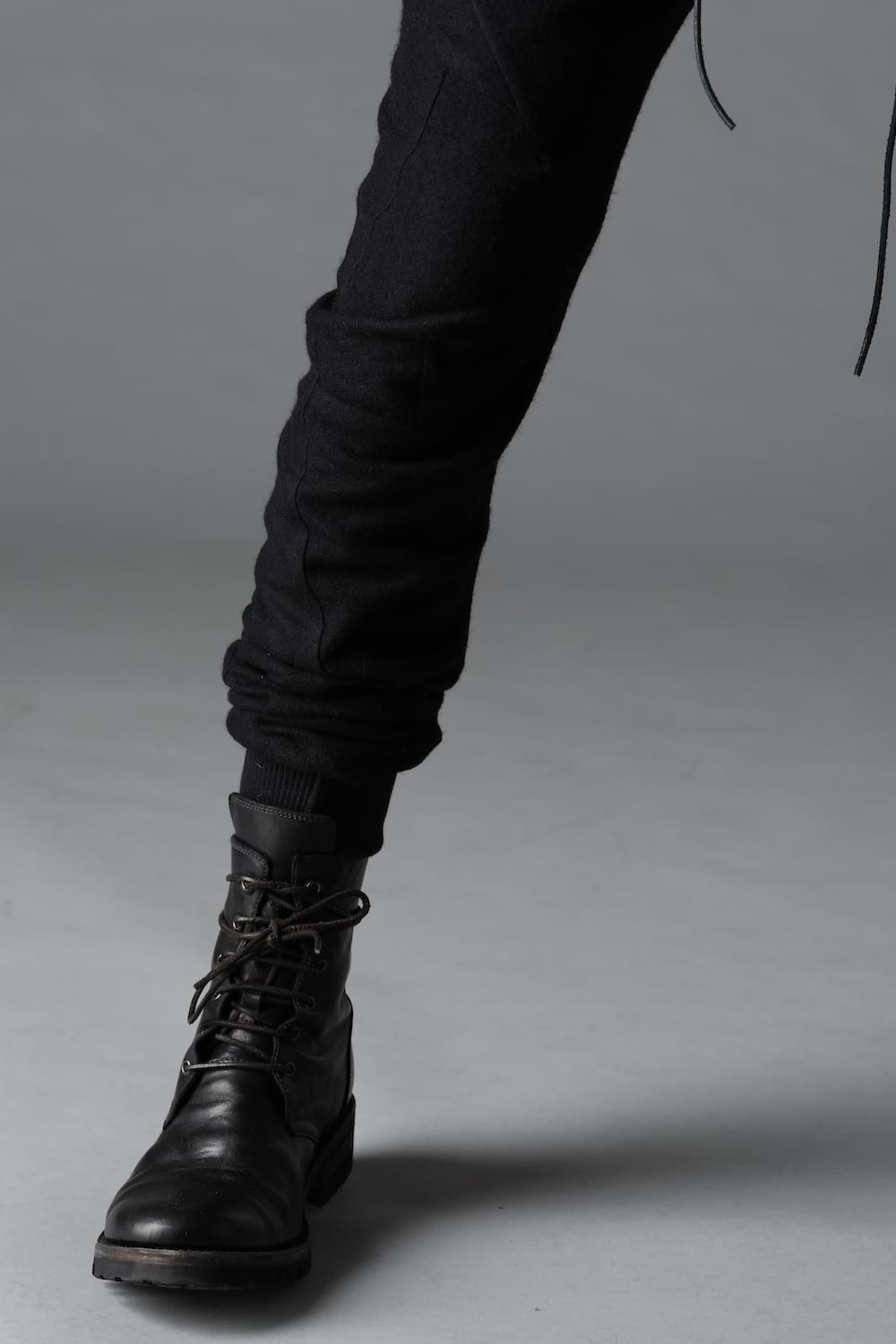 Horse Leather Lace-Up Combat Boots Black
