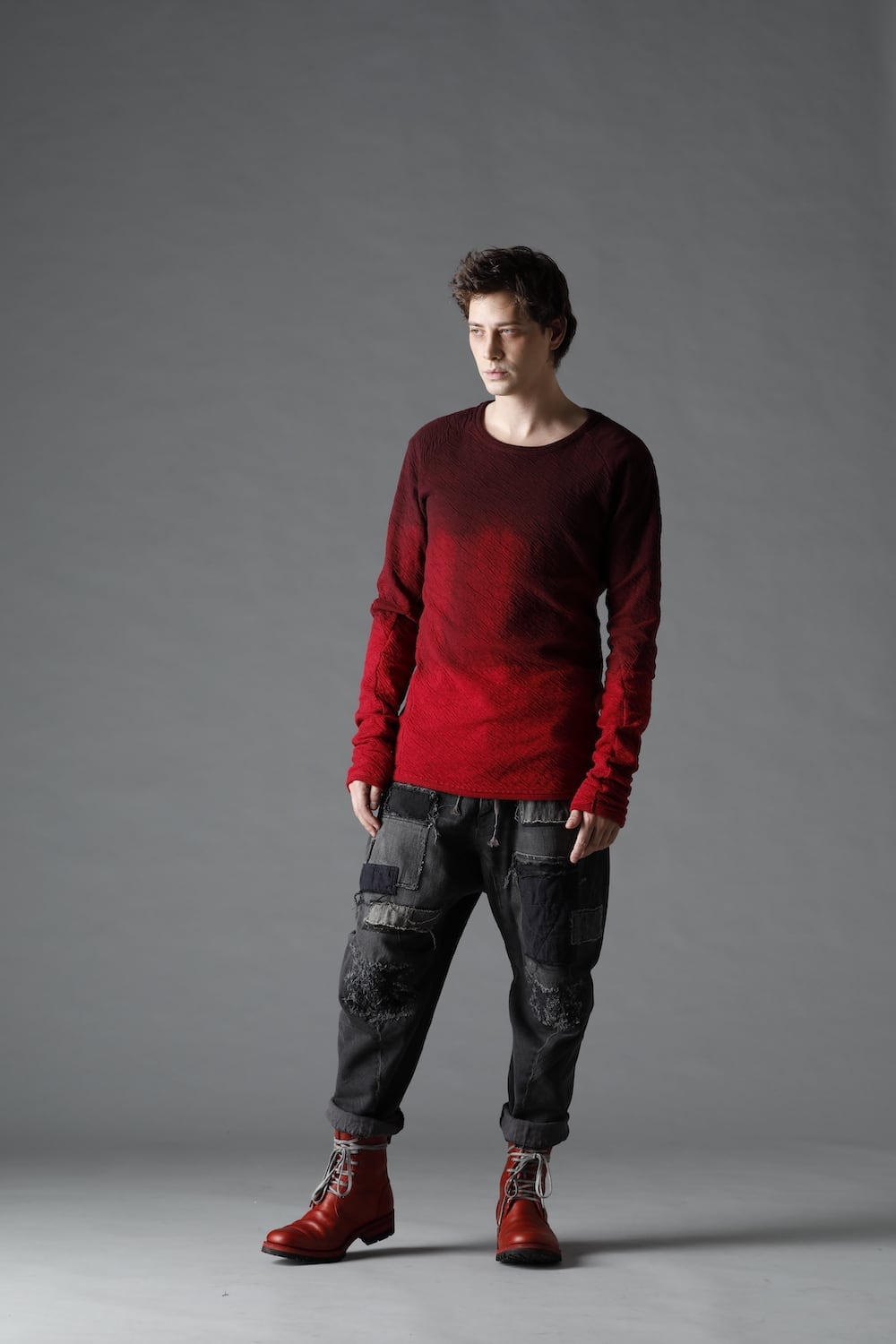 Wired Cotton x Wool Jersey Gradation Long Sleeve T-Shirt