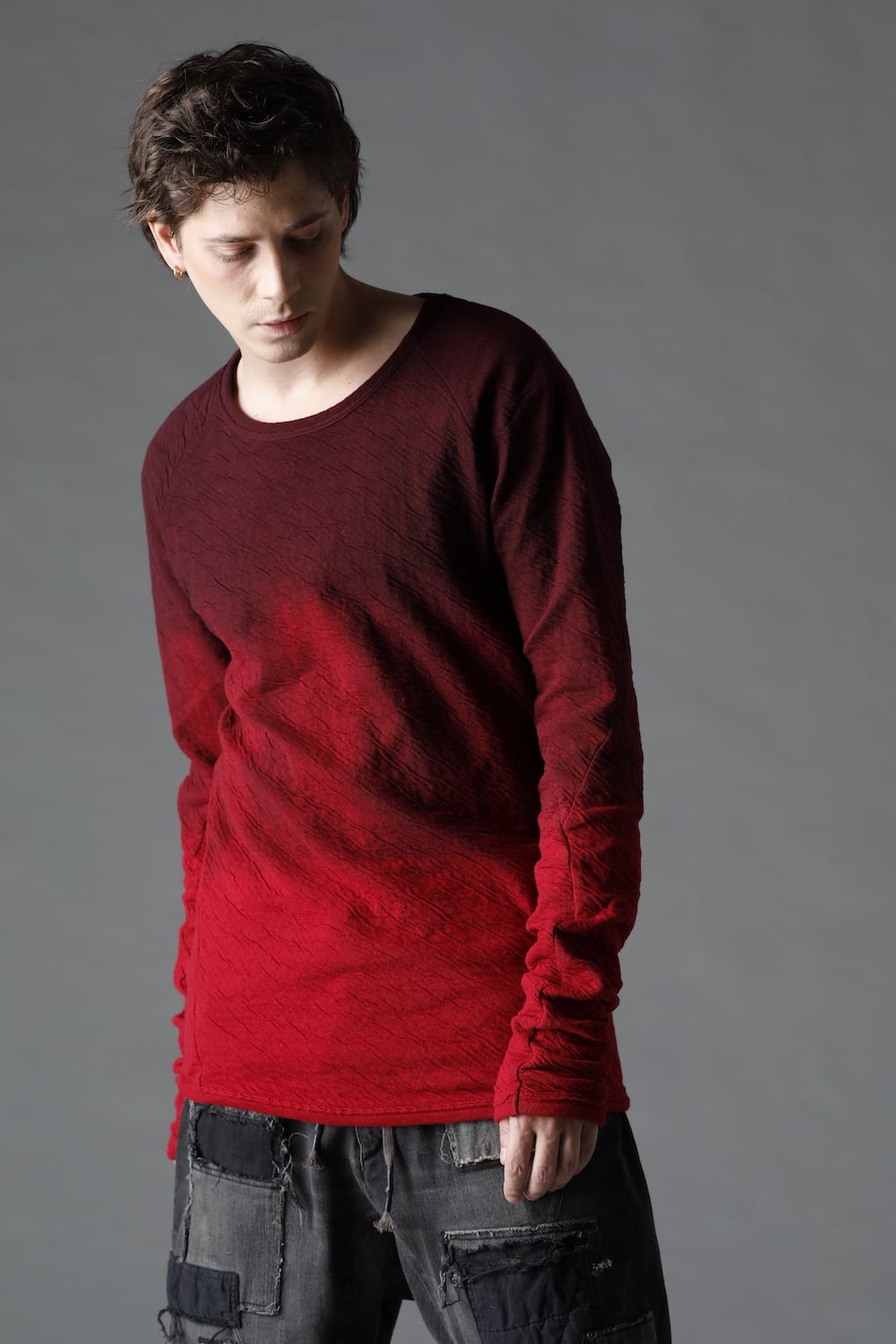 Wired Cotton x Wool Jersey Gradation Long Sleeve T-Shirt