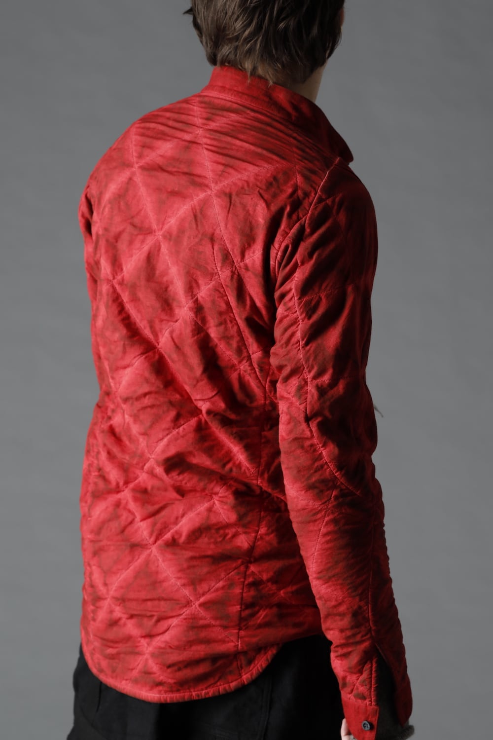 Quilting Cold Dye Pullover Shirt Red