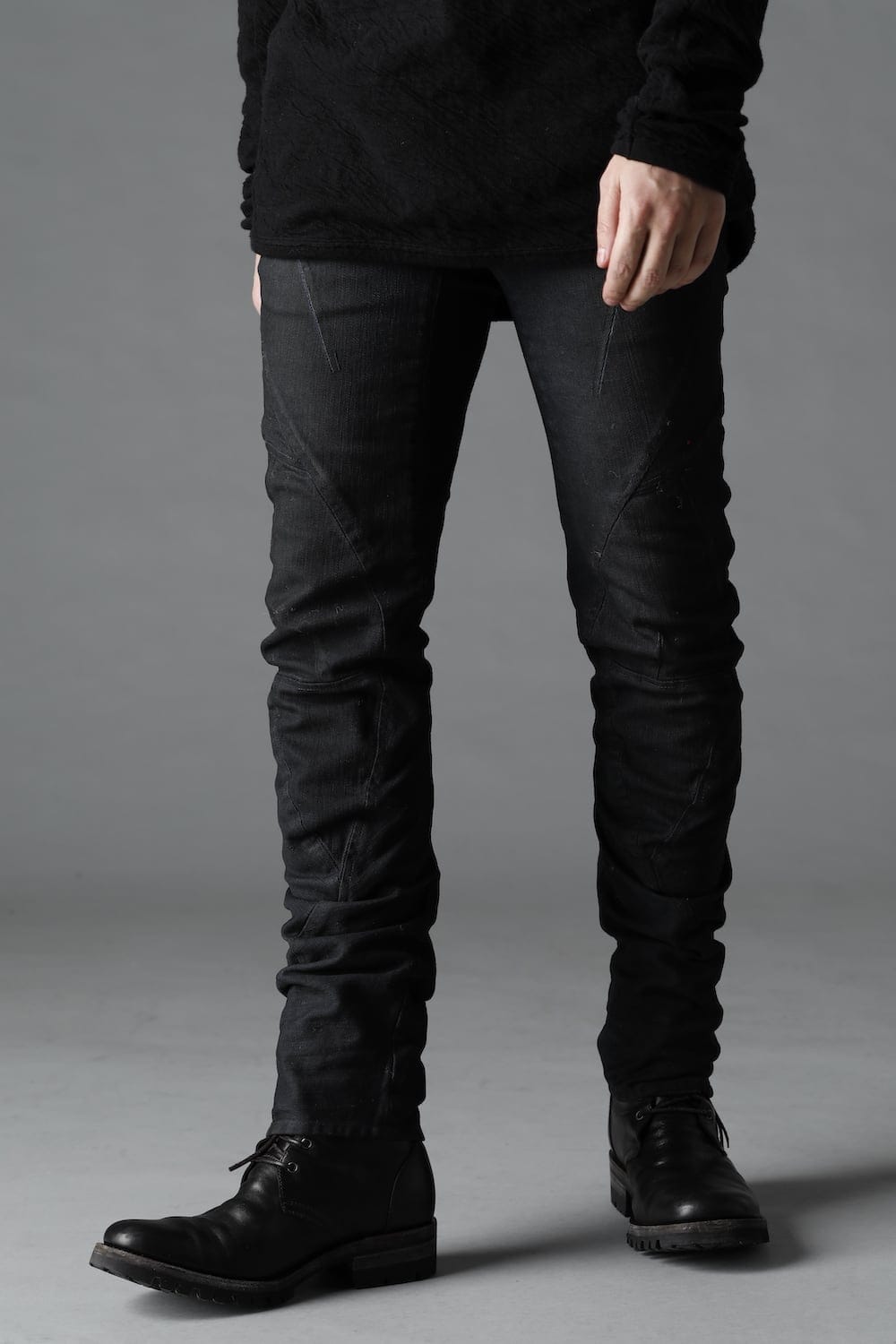 Indigo Denim Over-Dye Twisted Slim Pants Indigo Black