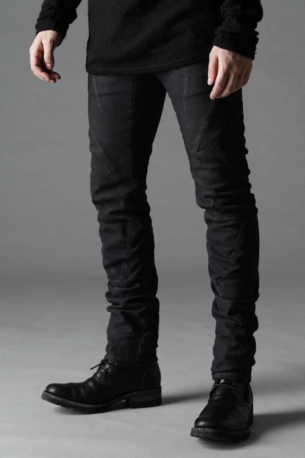 Indigo Denim Over-Dye Twisted Slim Pants Indigo Black