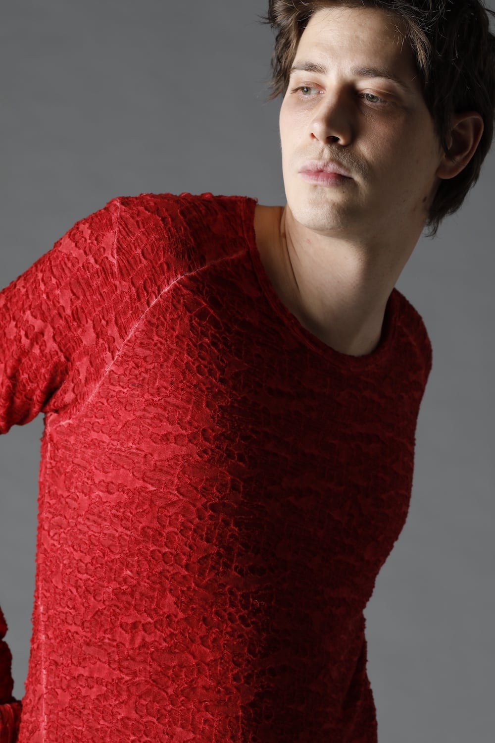 Broken Cotton Jersey Long Sleeve T-Shirt Red