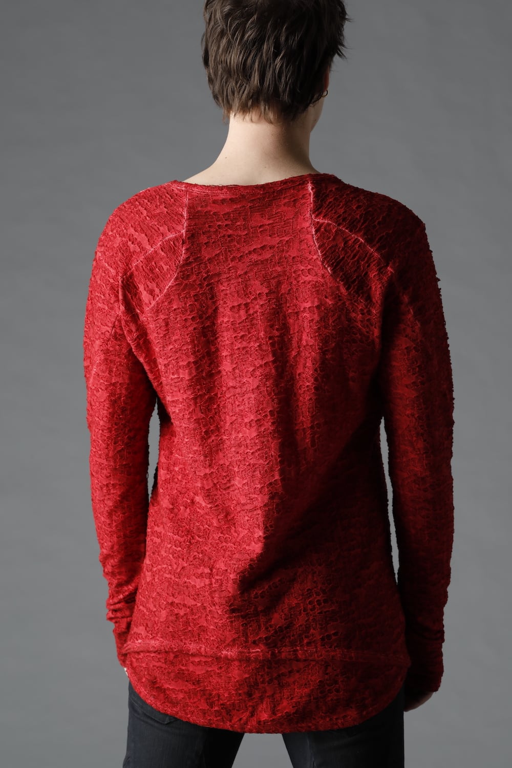 Broken Cotton Jersey Long Sleeve T-Shirt Red